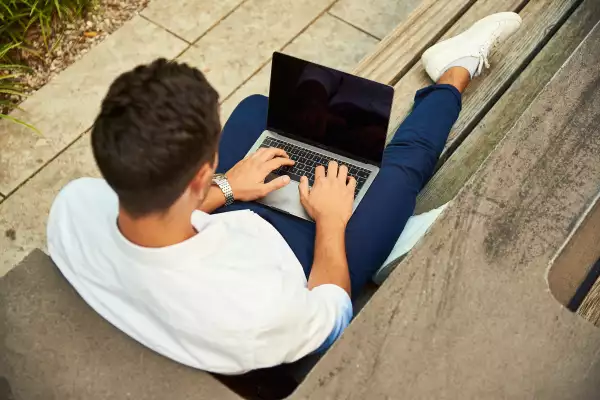 Coding on a laptop